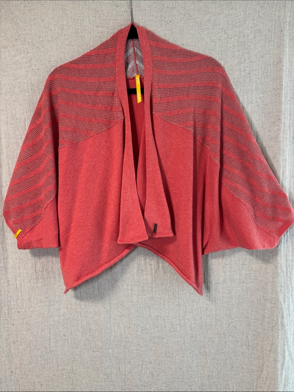 Lole Salmon Striped Open-Front Knit Shrug